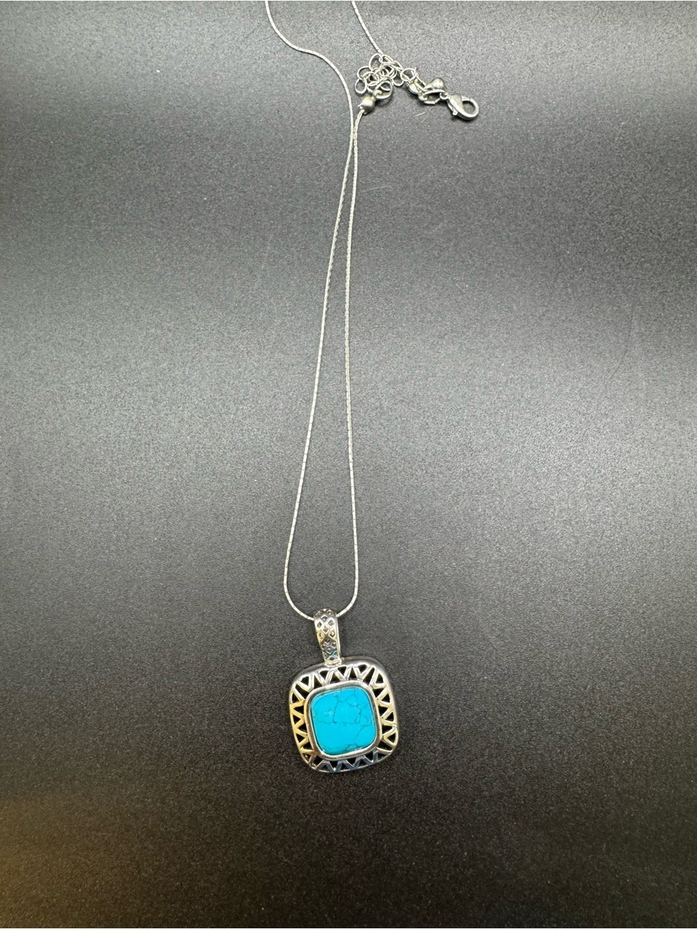 Lia Sophia “Mayan” Genuine Turquoise Center Stone Silver Tone Pendant Necklace